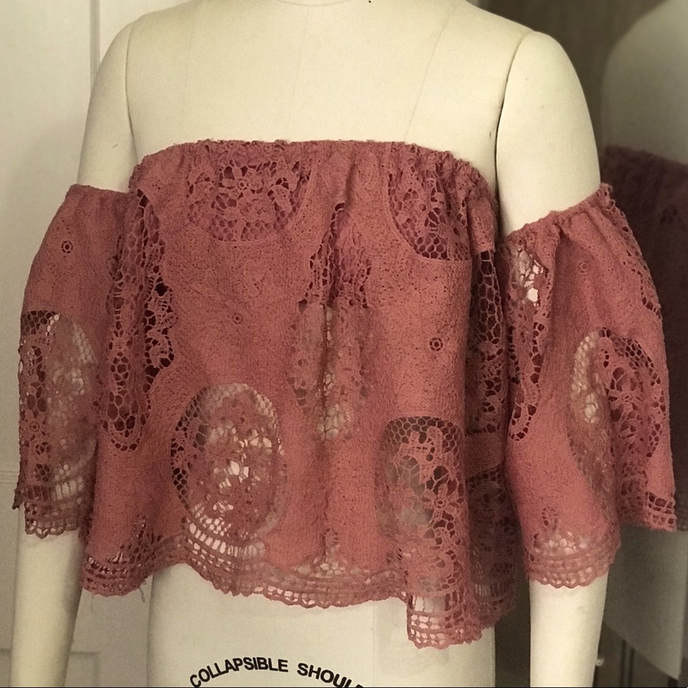 Bohemian Latin-Inspired Dusty Pink Crop Top Blouse